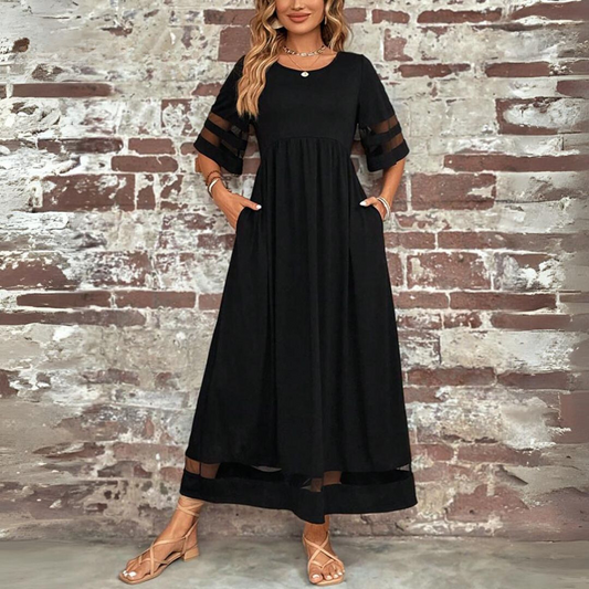 Flattering women's dress with belly cover and elegant fit