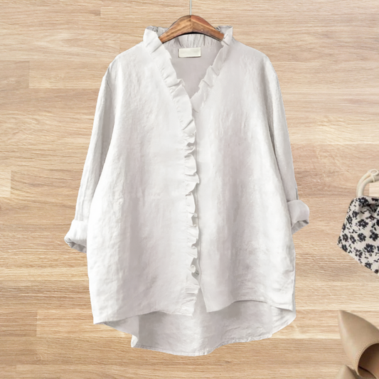 Summer Ruffle Blouse with Rolled Sleeves