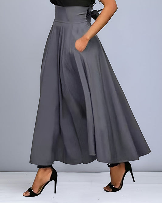 Elegant Women's Skirt with Belt and Bow Detail