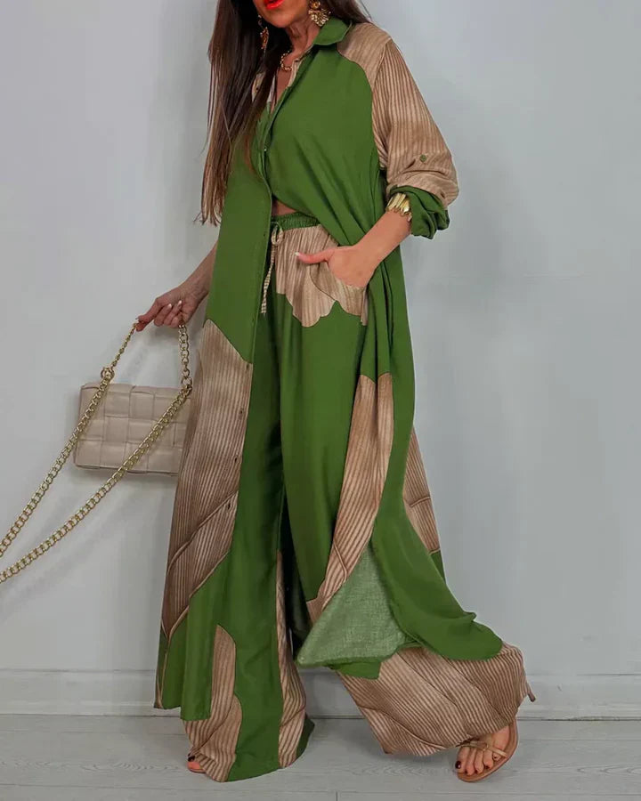 Airy Women's Co-ord Set with Wide Pants and Loose-Fitting Blouse