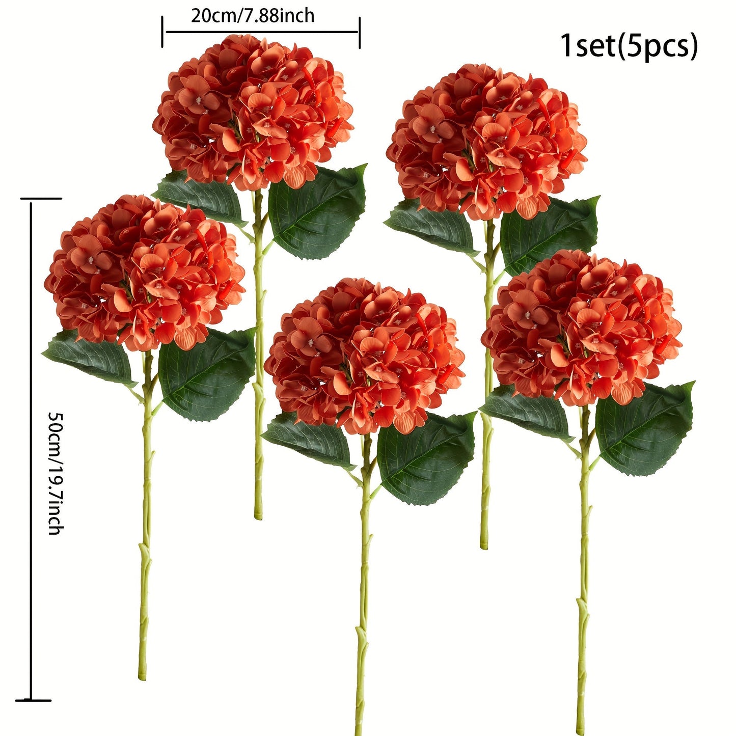 Autumn Hydrangea Set of 5 – Vibrant Artificial Flowers 50 cm