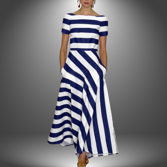 Riviera Stripe Maxi Dress – Diagonal Stripes &amp; Stylish Statement