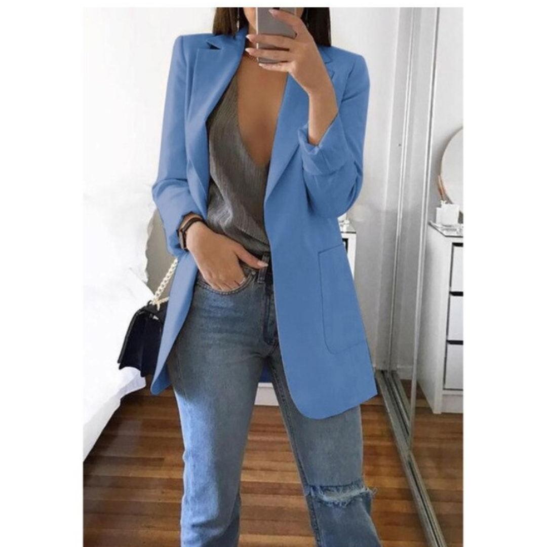 Elegant Casual Blazer with Shoulder Pads for Women