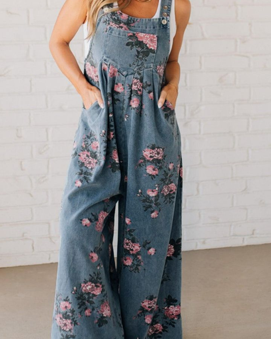 Bloom Garden Jumpsuit – Relaxed Wide-Leg &amp; Vintage Floral Print