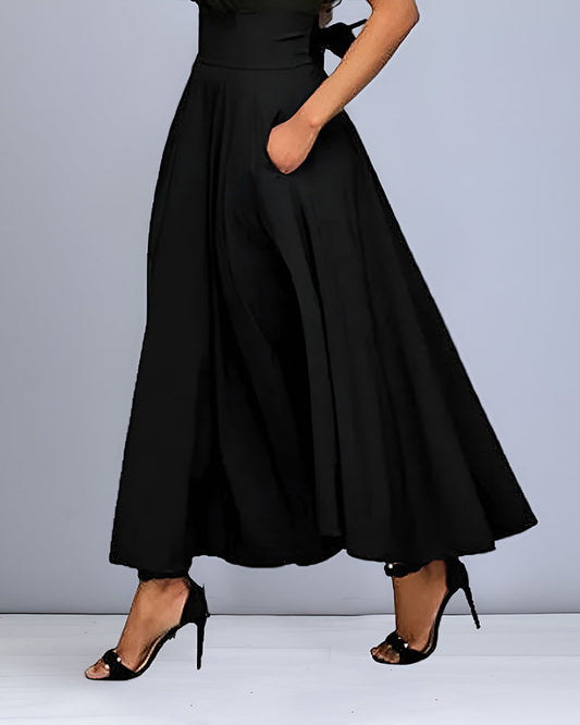 Elegant Women's Skirt with Belt and Bow Detail