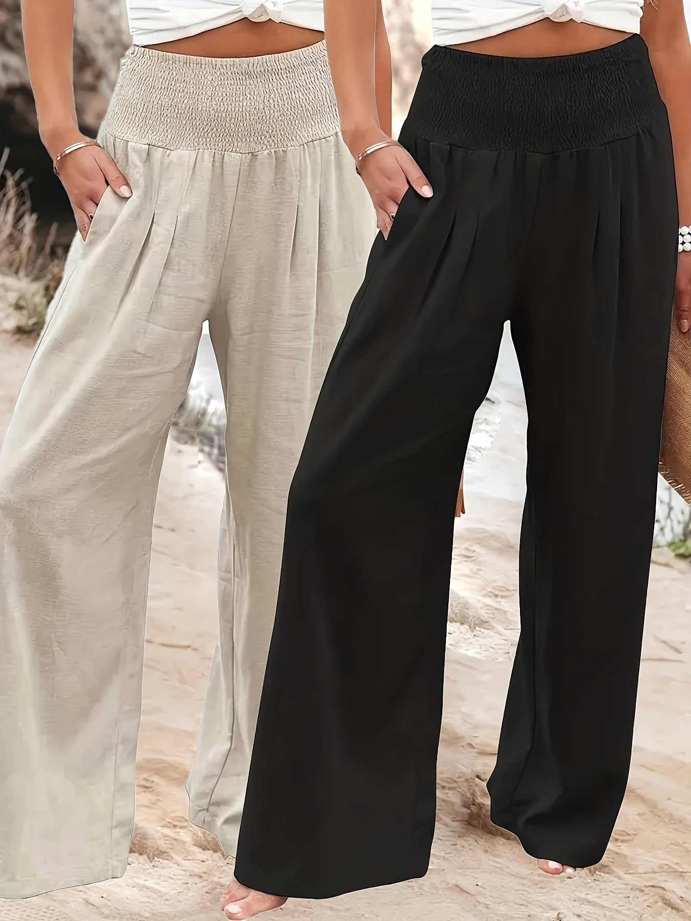 Set of 2 wide women's trousers – Stylish and comfortable