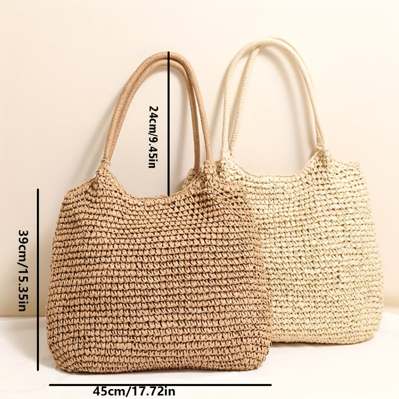 Spacious Woven Women’s Tote Bag with Zipper – Stylish & Practical