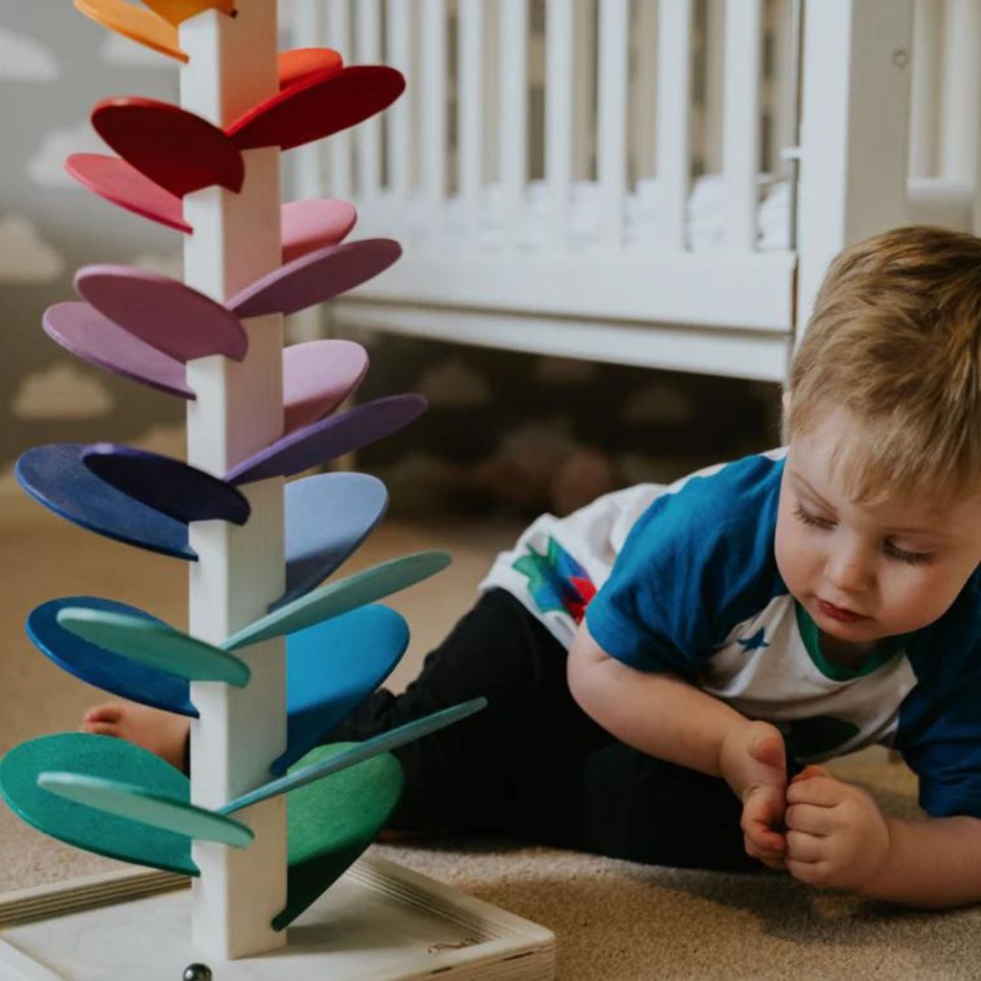 Wooden Rainbow Marble Tree – Montessori Toy with Ball Trap for Children