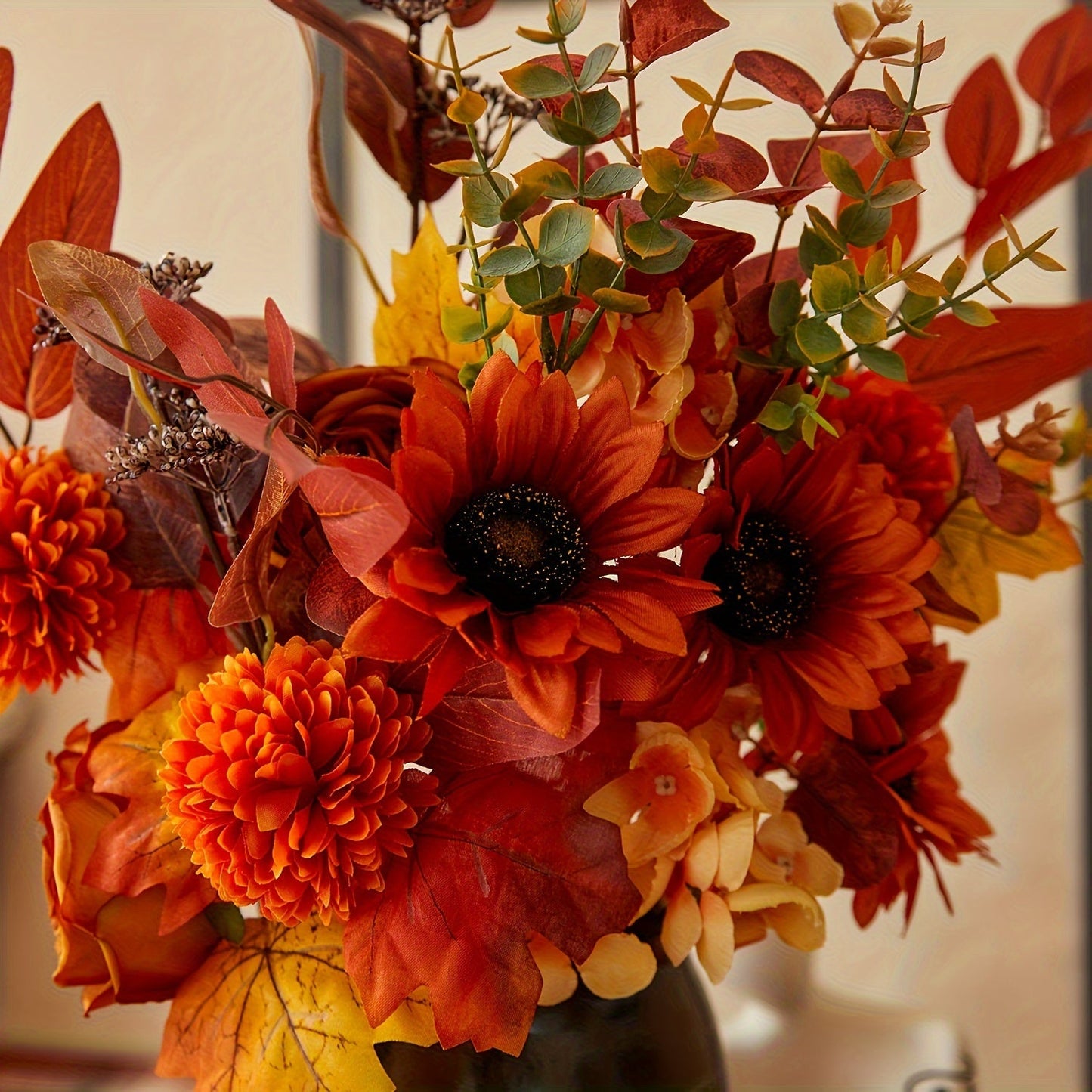 Vintage Artificial Flower Bouquet 60cm – 5-Piece Atmospheric Set