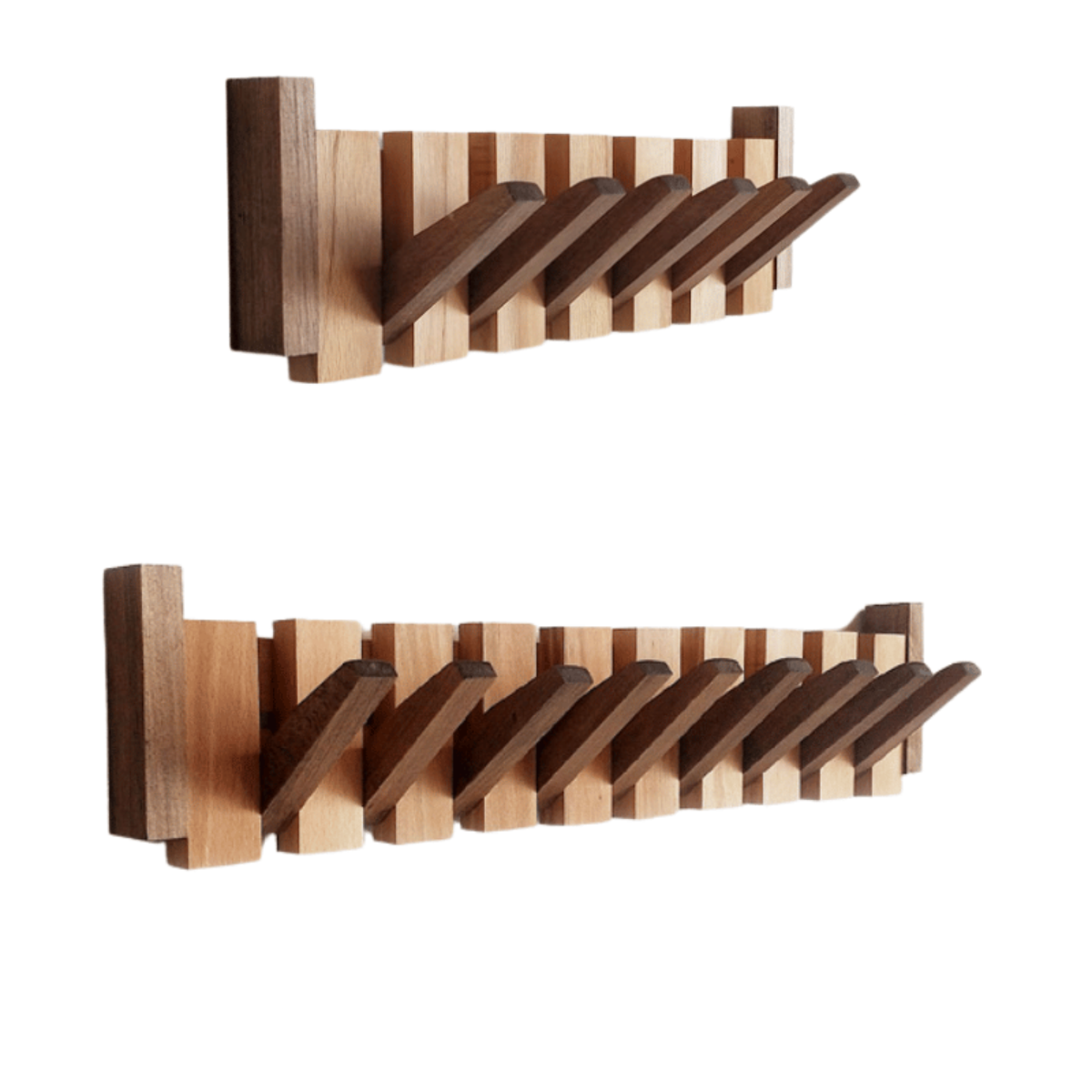 Design Wooden Coat Rack with Magnetic Hooks in Piano Key Style