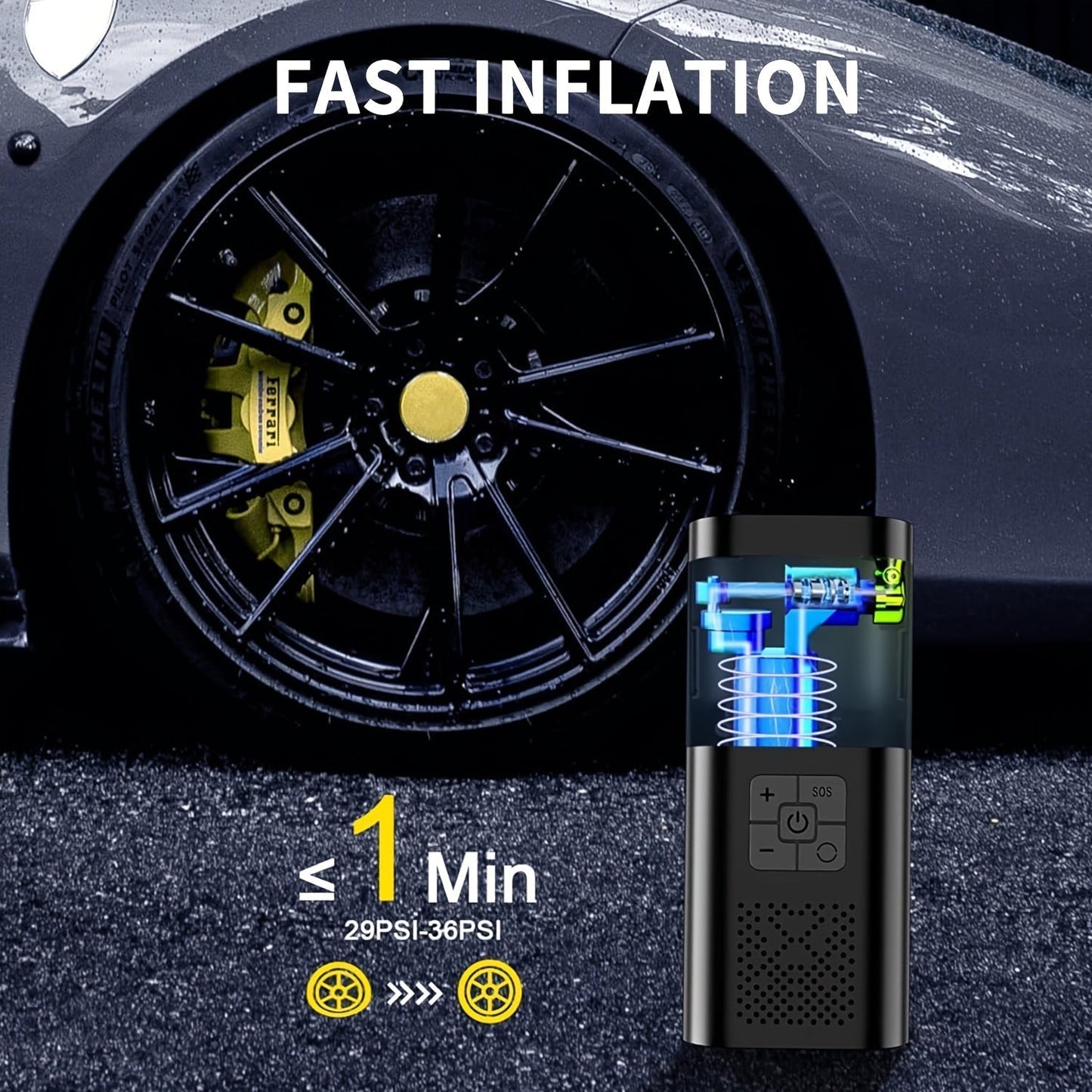 Portable Air Compressor with LCD Display &amp; LED Light