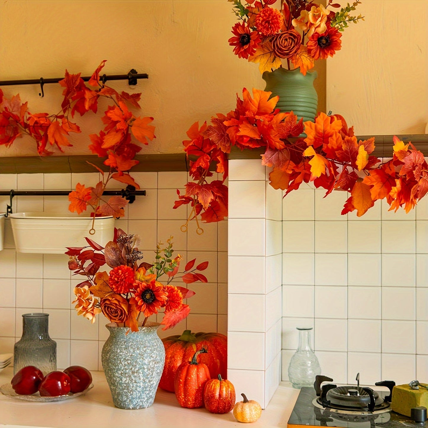 Vintage Artificial Flower Bouquet 60cm – 5-Piece Atmospheric Set