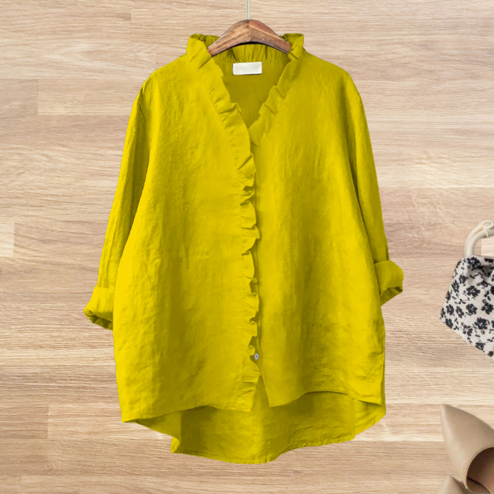 Summer Ruffle Blouse with Rolled Sleeves