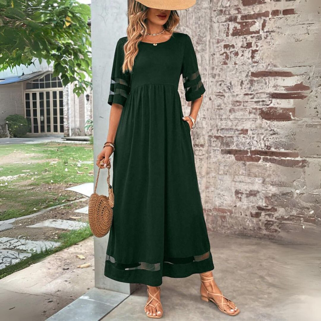 Flattering women's dress with belly cover and elegant fit