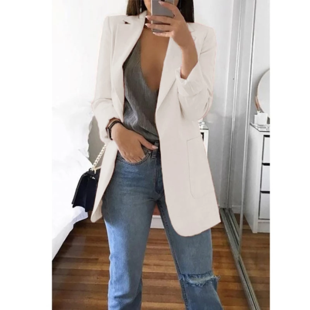 Elegant Casual Blazer with Shoulder Pads for Women