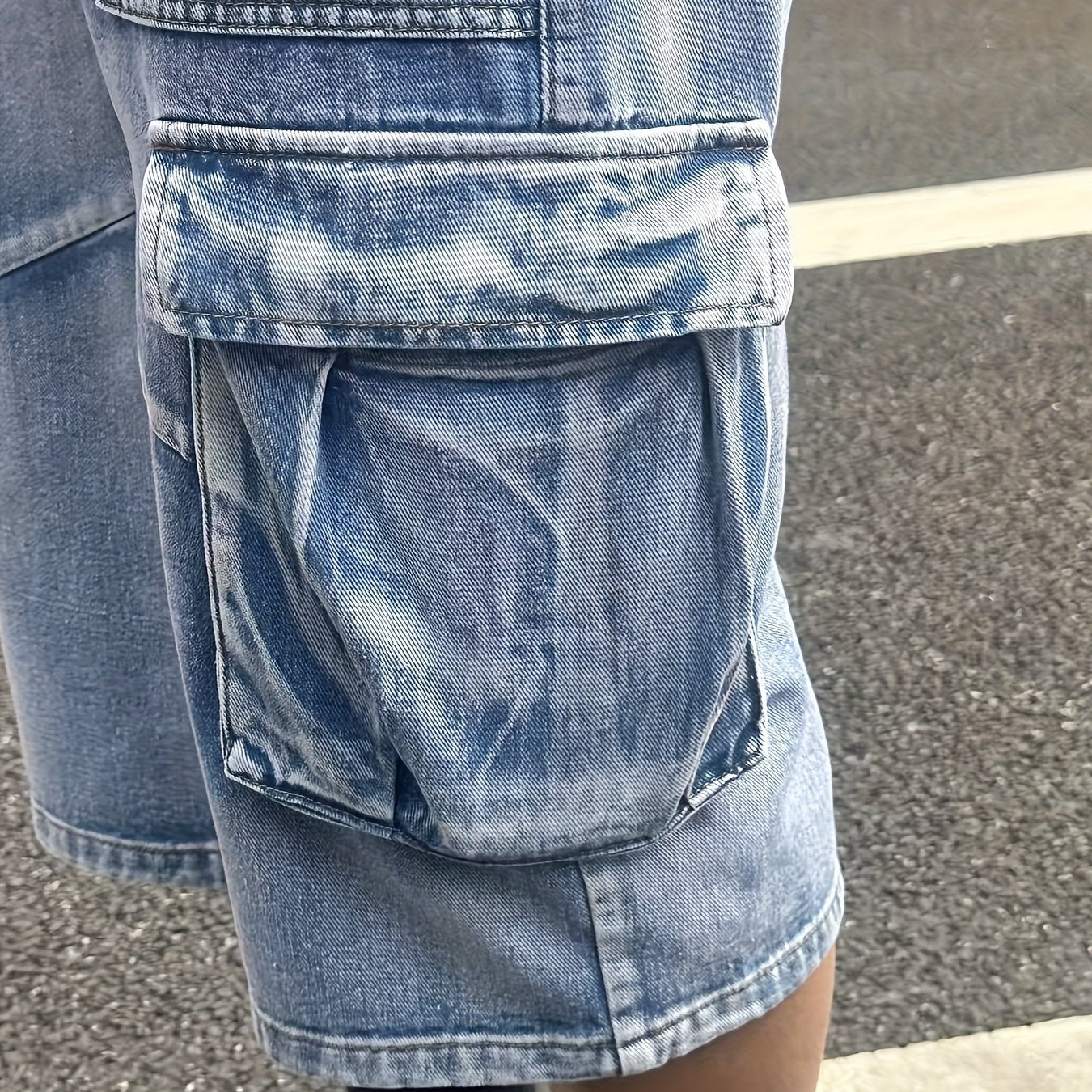 Denim cargo shorts for men