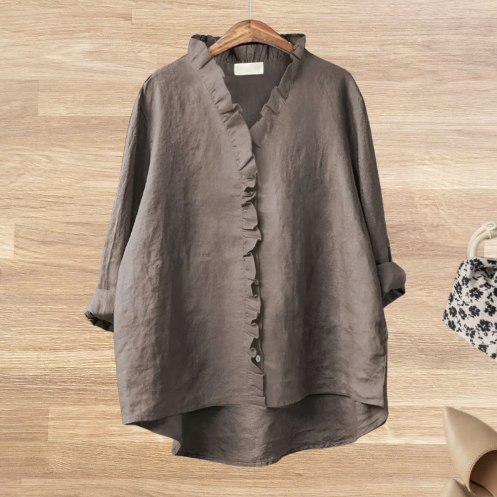 Summer Ruffle Blouse with Rolled Sleeves