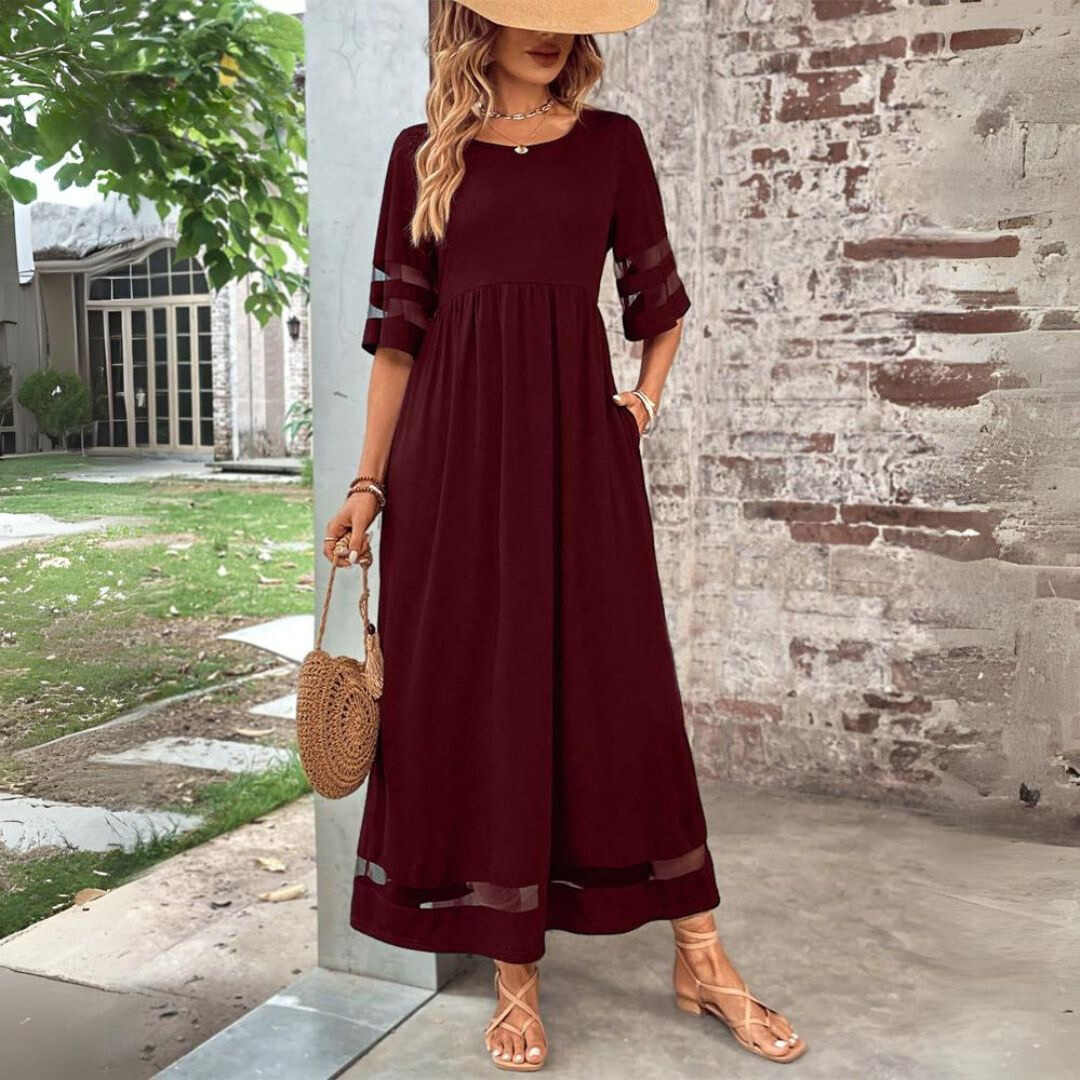 Flattering women's dress with belly cover and elegant fit