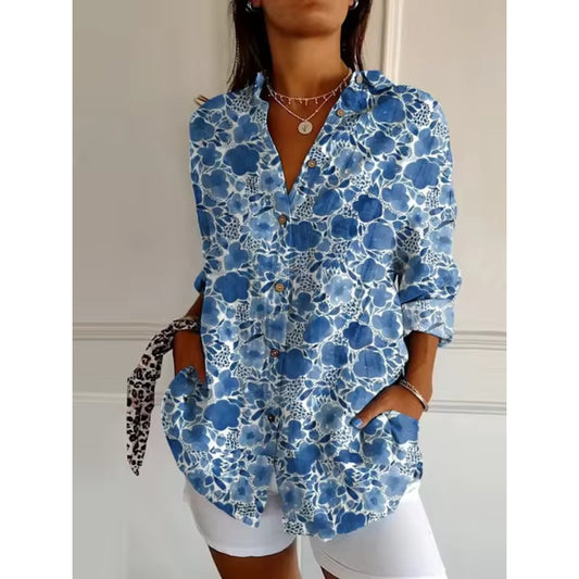 Airy Floral Blouse with Button Closure for Women
