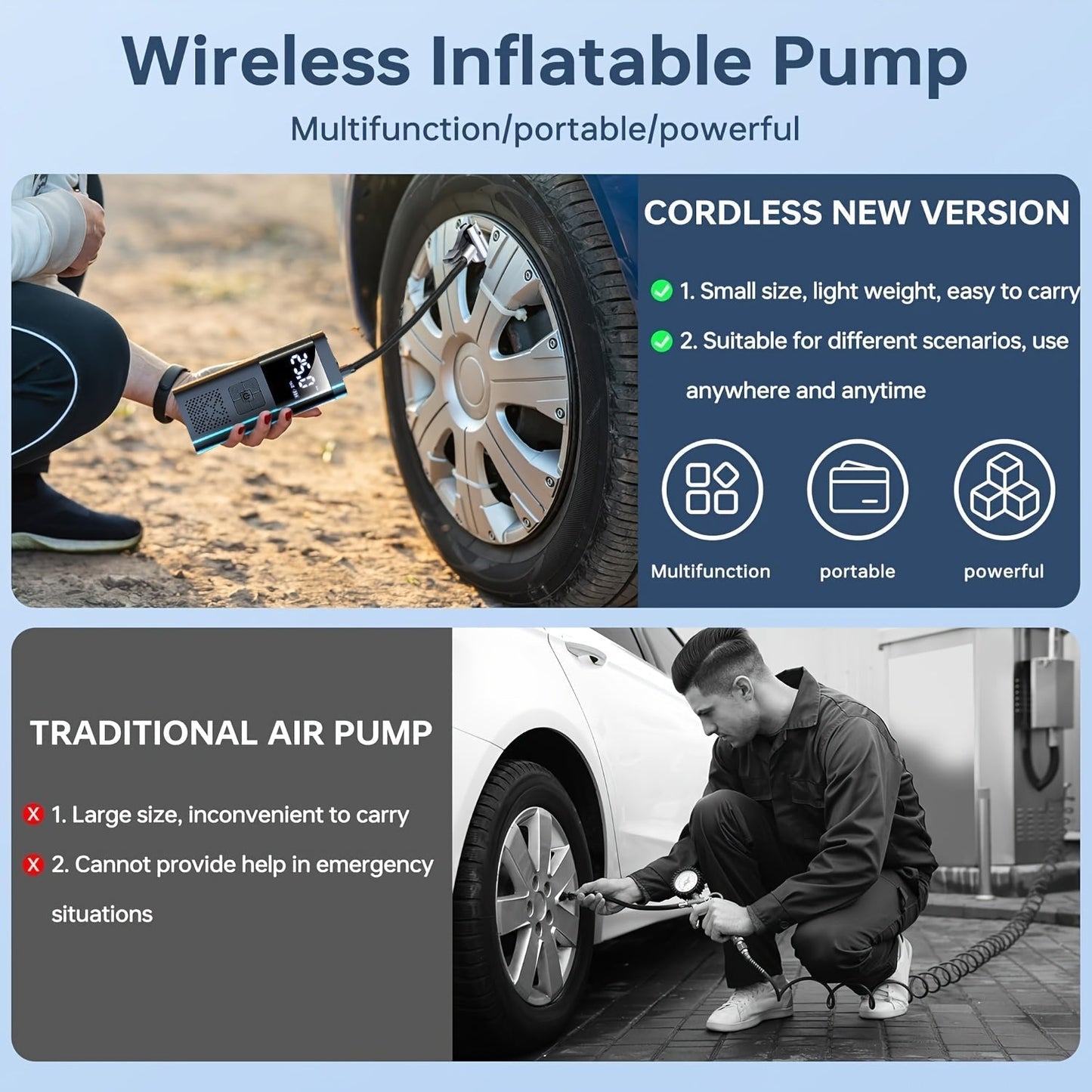 Portable Air Compressor with LCD Display &amp; LED Light