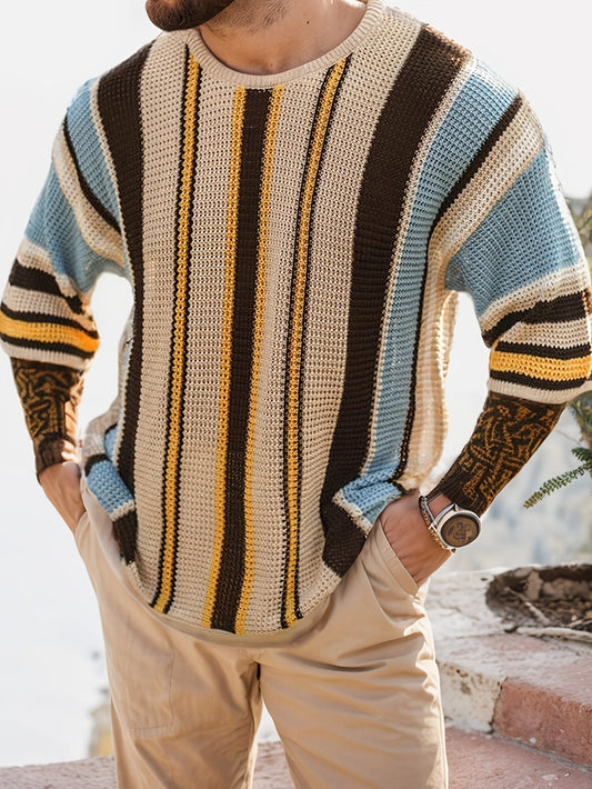 Casual Striped Knit Sweater – Comfortable &amp; Breathable