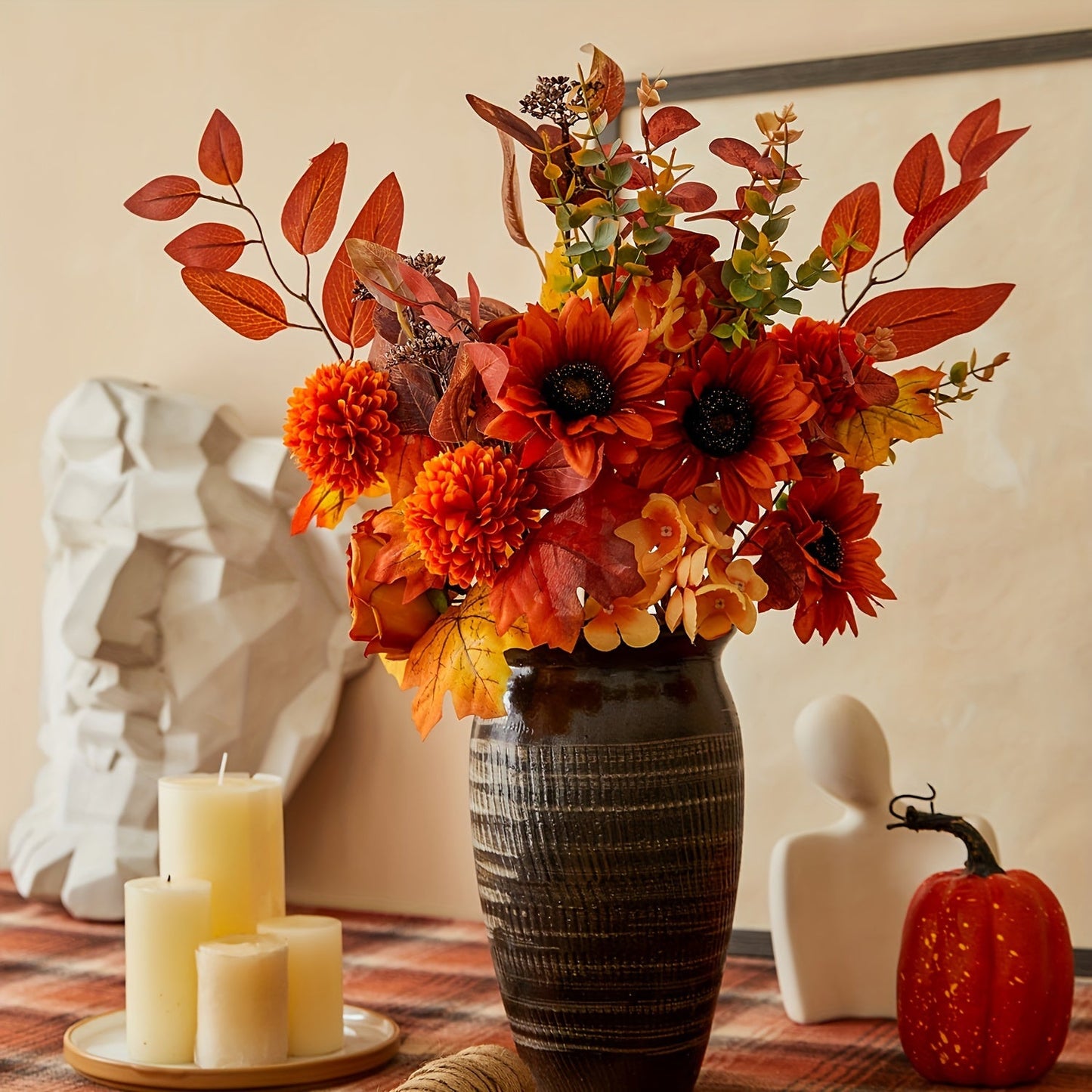 Vintage Artificial Flower Bouquet 60cm – 5-Piece Atmospheric Set