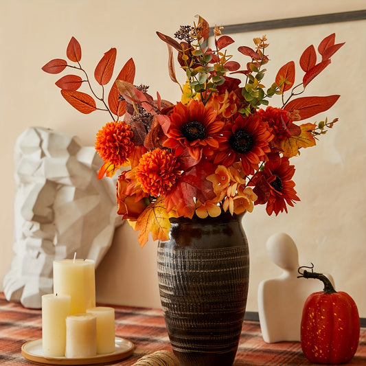 Vintage Artificial Flower Bouquet 60cm – 5-Piece Atmospheric Set