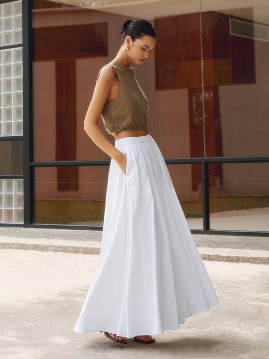 Summer Linen Skirt – Pleated Design with Flattering Waist