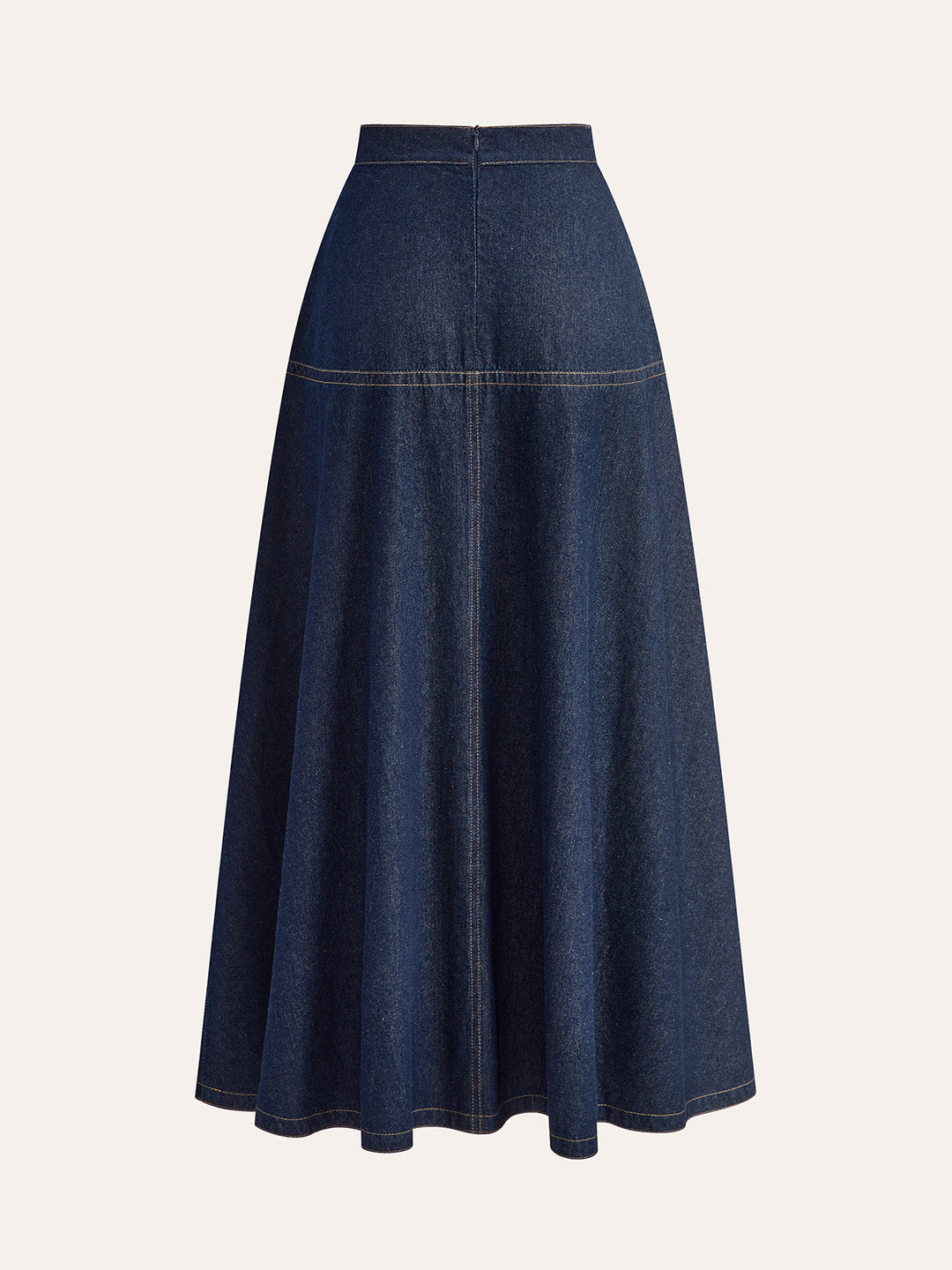 Dark Blue Denim Maxi Skirt – High Waist &amp; Classic Stitching