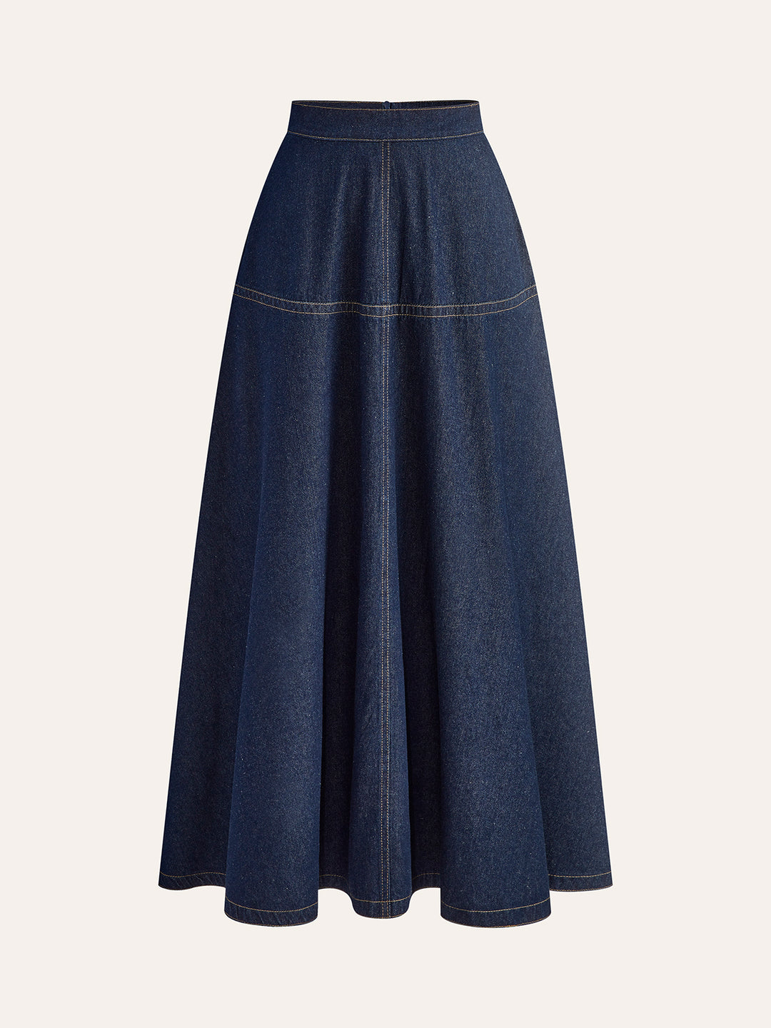 Dark Blue Denim Maxi Skirt – High Waist &amp; Classic Stitching