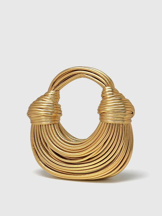 Elegant Gold Hoop Bag with Twisted Design – For Fashion-Conscious Women
