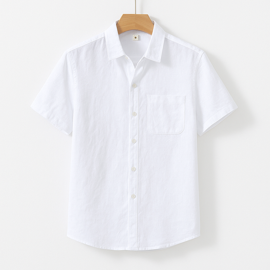 Men's Linen Shirt with Short Sleeves and Chest Pocket – Summer-Proof