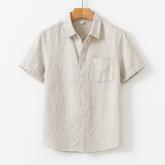 Men's Linen Shirt with Short Sleeves and Chest Pocket – Summer-Proof