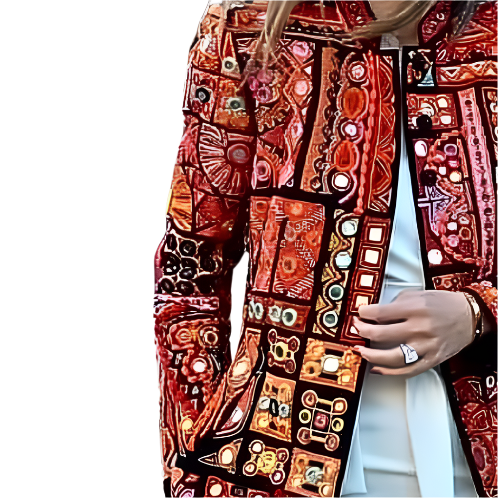 Oversized Blouse Jacket with Print