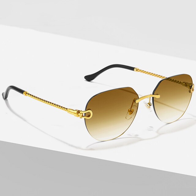 Rimless Sunglasses with Blue Gradient Lenses – UV400 Protection