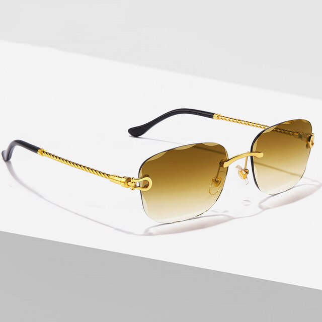 Rimless Sunglasses with Blue Gradient Lenses – UV400 Protection