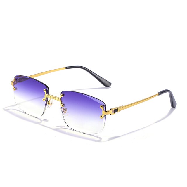Rimless Sunglasses with Blue Gradient Lenses – UV400 Protection