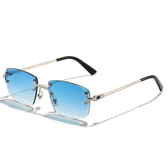 Rimless Sunglasses with Blue Gradient Lenses – UV400 Protection