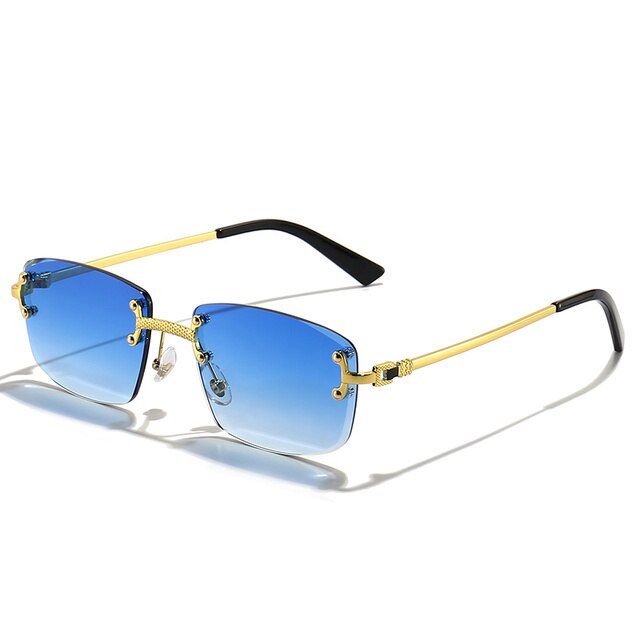 Rimless Sunglasses with Blue Gradient Lenses – UV400 Protection