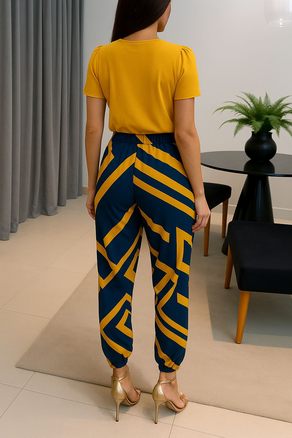 Two-piece ladies set with colorful print