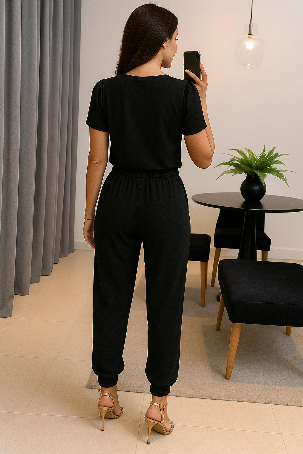 Two-piece ladies set with colorful print