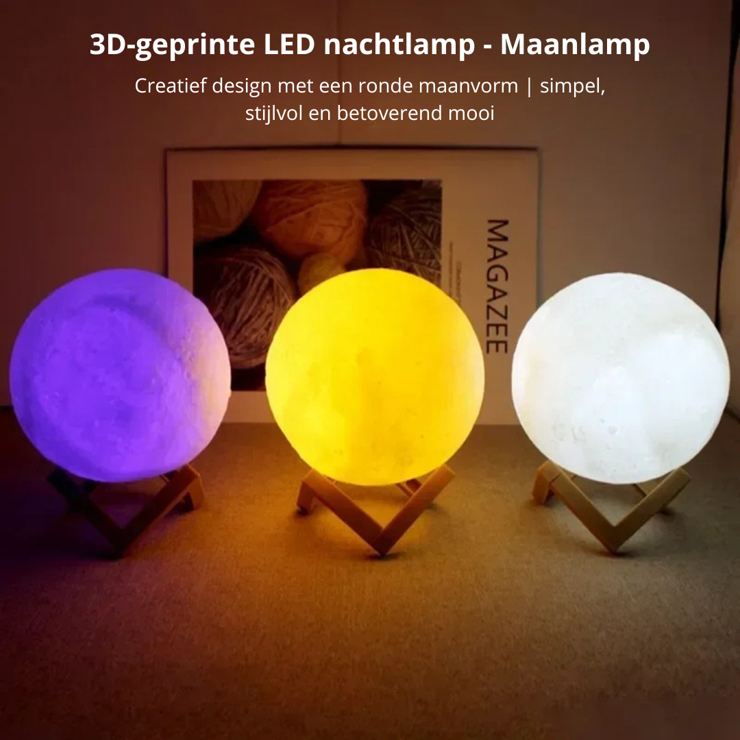 LED Moon Lamp 8 cm with Wooden Tripod – Atmospheric Night Lamp