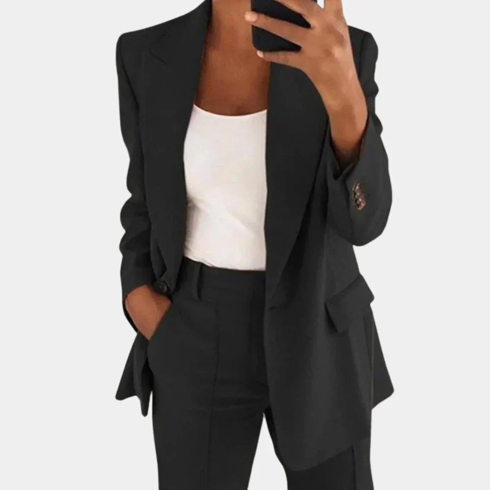 Elegant Two-Piece Women's Set with Blazer and Trousers