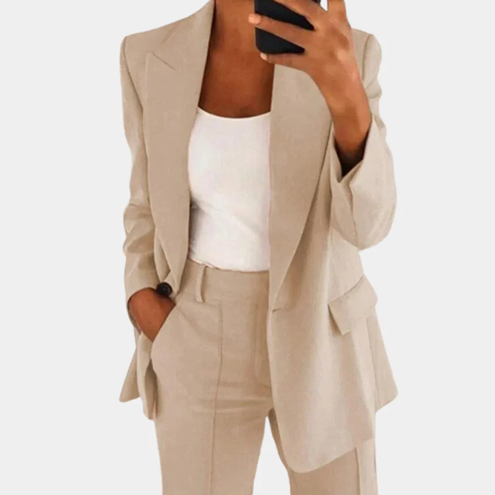 Elegant Two-Piece Women's Set with Blazer and Trousers