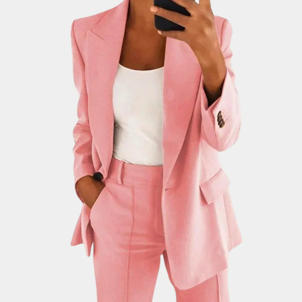 Elegant Two-Piece Women's Set with Blazer and Trousers