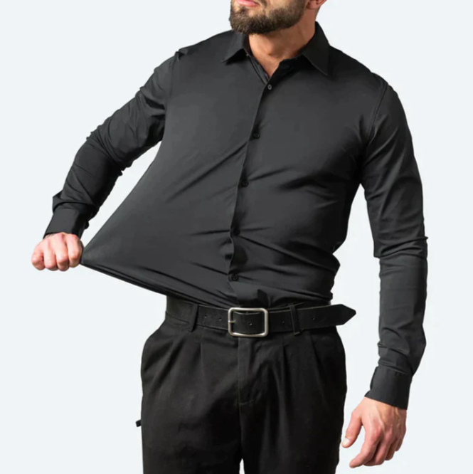 Airy Slim Fit Shirt for Men with Stretch Comfort