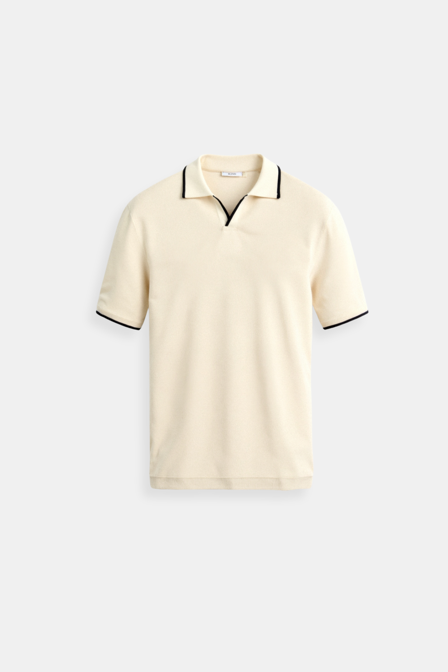 Men’s Polo Shirt with Contrast Details – Cream & Black
