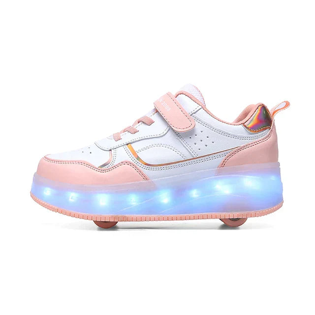 Children's LED Roller Shoes with Folding Wheels and Luminous Sole