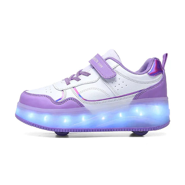 Children's LED Roller Shoes with Folding Wheels and Luminous Sole