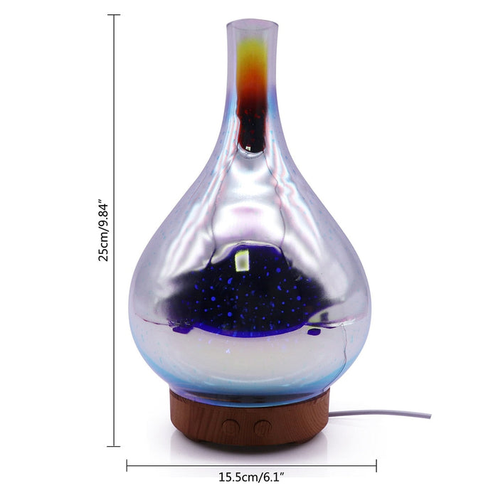 3D Glass Vase Aroma Diffuser with LED Lighting – Essential Oil Diffuser